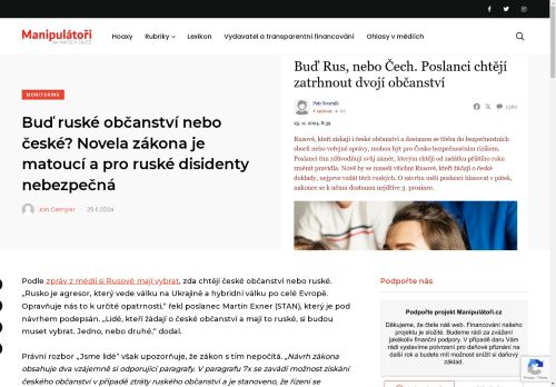 Buď ruské občanství nebo české? Novela zákona je matoucí a pro ruské disidenty nebezpečná