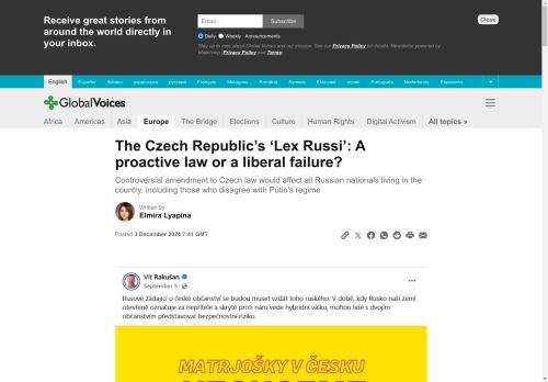 The Czech Republic’s ‘Lex Russi’: A proactive law or a liberal failure?